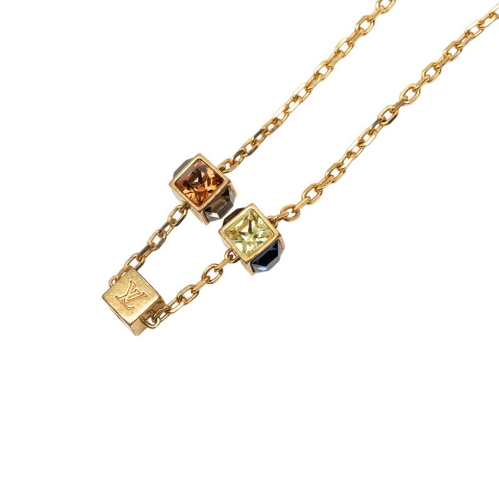 Louis Vuitton Collier Gamble Chain Pendant Necklace M66999 Gold Plated Rhines...